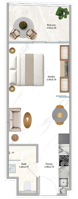 studio fully furnished sea facing dubai