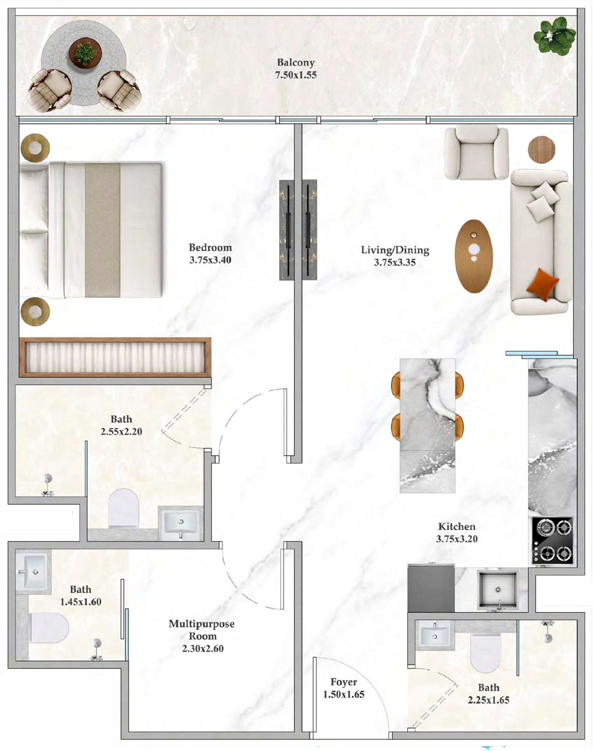 full seaview 1BHK Apartments Shahrukhz Residences by Danube Branded Residences